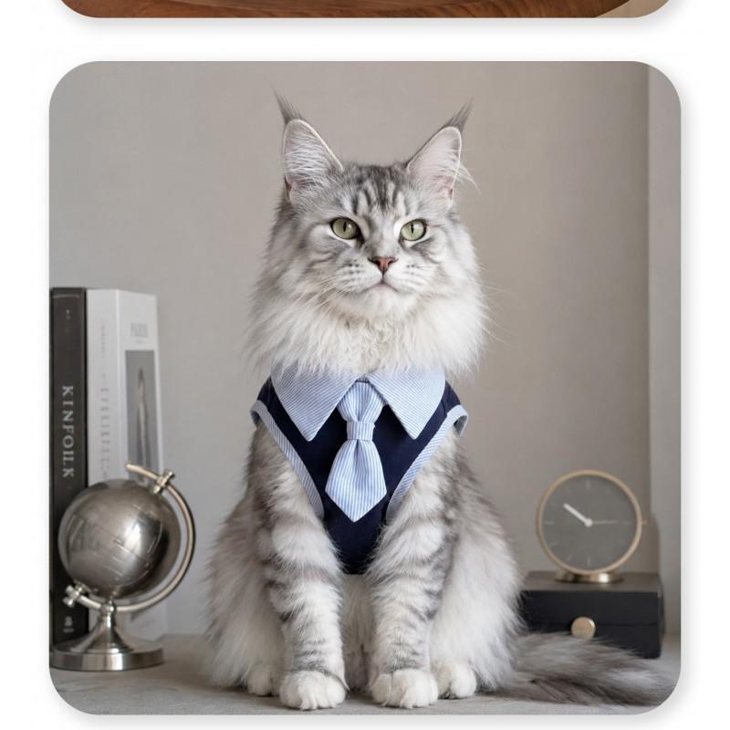 Pet Dog Formal Suit Set With Tie Vest Shirt Top Casual Cotton Outfit Small To Large Breeds