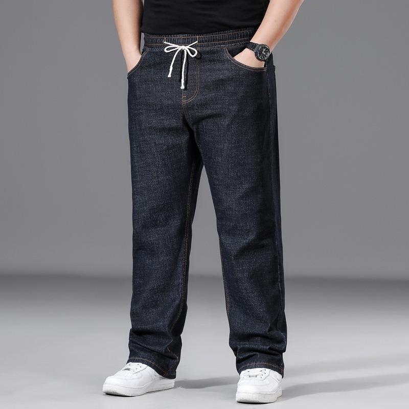 Men's Plus Size Straight-Leg Relaxed Fit Elasticated Waist Men's Wide-Leg Trousers