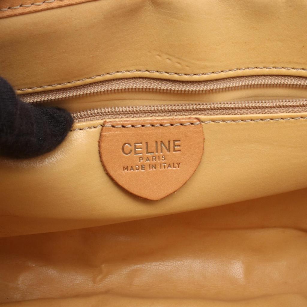 Used CELINE Flap Macadam Shoulder Bag PVC Coated Canvas Leather Brown Used Women