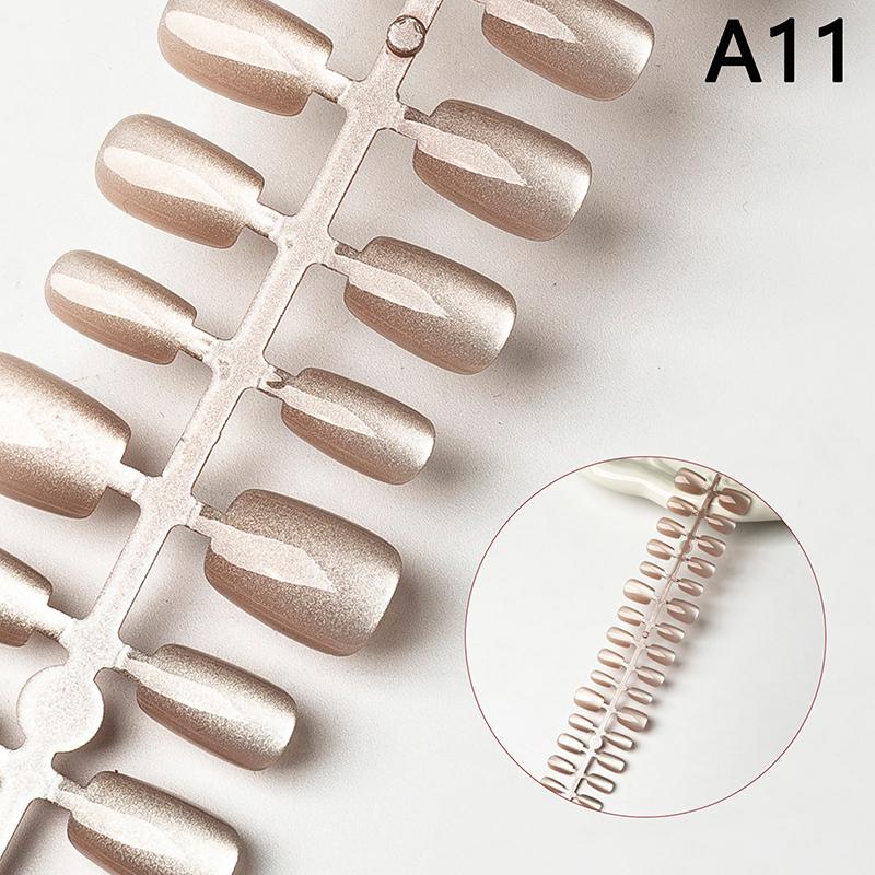 30Pcs Nails Handmade Gradient Cat'S Eye Press On Fake Nails Medium Short Nail Tips Popular Design Decoration Flower Full Cover