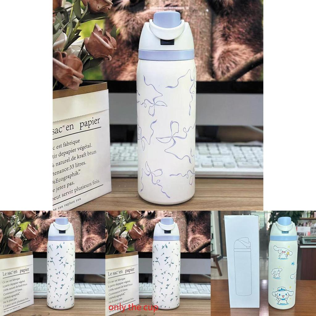 Hello Kitty Kuromi Butterfly Knot Floral Print Stainless Steel Insulated Cup With Lock Clip For Outdoor Activities