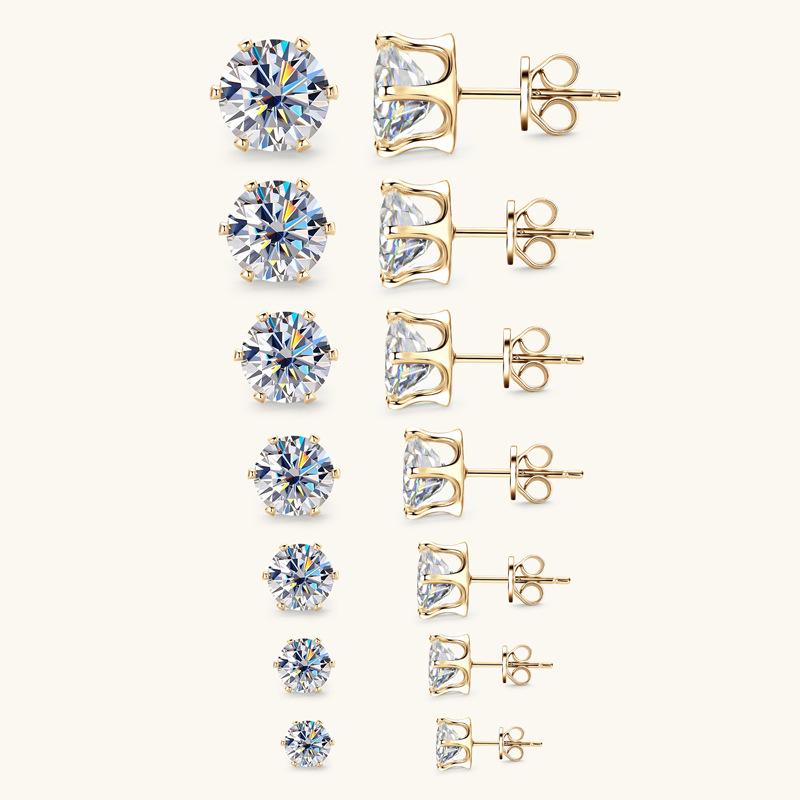 3-9mm Minimalist Delicate Six Prong Moissanite Stud Earrings Unique High End D VVS1 Exquisite Jewelry