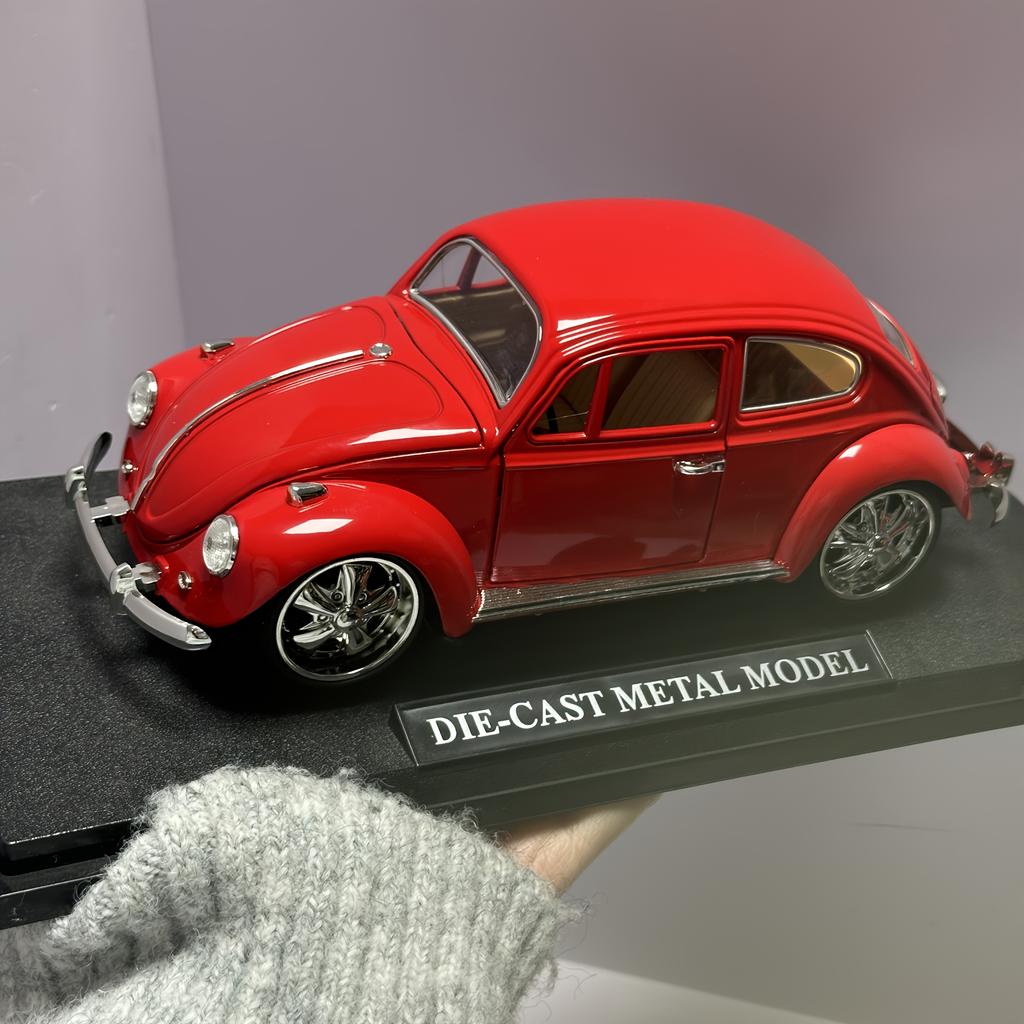 Vintage Red Car Model,Classic Retro Decor with Chrome Accents,Home/Office/Garden Decoration, Collectible Gift for Car Enthusiasts