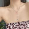 Trendy Gold Silver Color Glass Long Y-Shaped Heart Pendant Necklace Metal Clavicle Chain Bohemian Body Jewelry Party Gifts