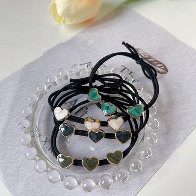 4 Stück Mode Klassisch Minimalistisch Herz Hohe Elastizität Haargummis Seile für Damen Mädchen Pferdeschwanzhalter Koreanisches Haarzubehör