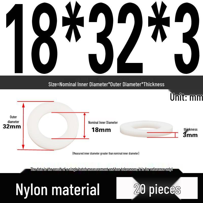 White Wear-Resistant Nylon Flat Washer Round Plastic Insulating Gasket M4-M20