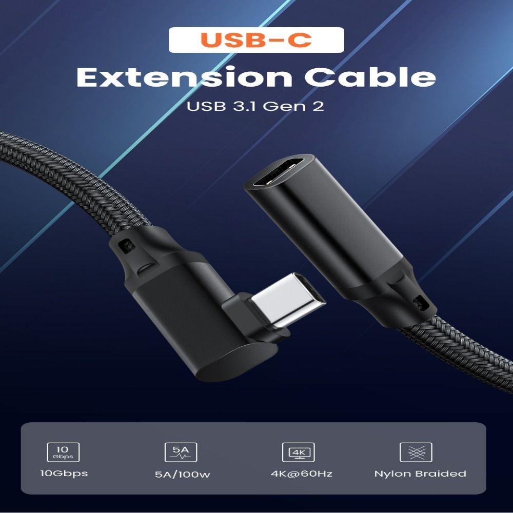 Mobile Phone Elbow 90 Degree 10Gbps PD 100W Type-C Extension Cable USB 3.1 Gen 2