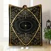 Elegant Geometric Black & Gold Mandala Design Flannel Blanket for Bedroom, Living Room, Sofa, and Nap Sofas
