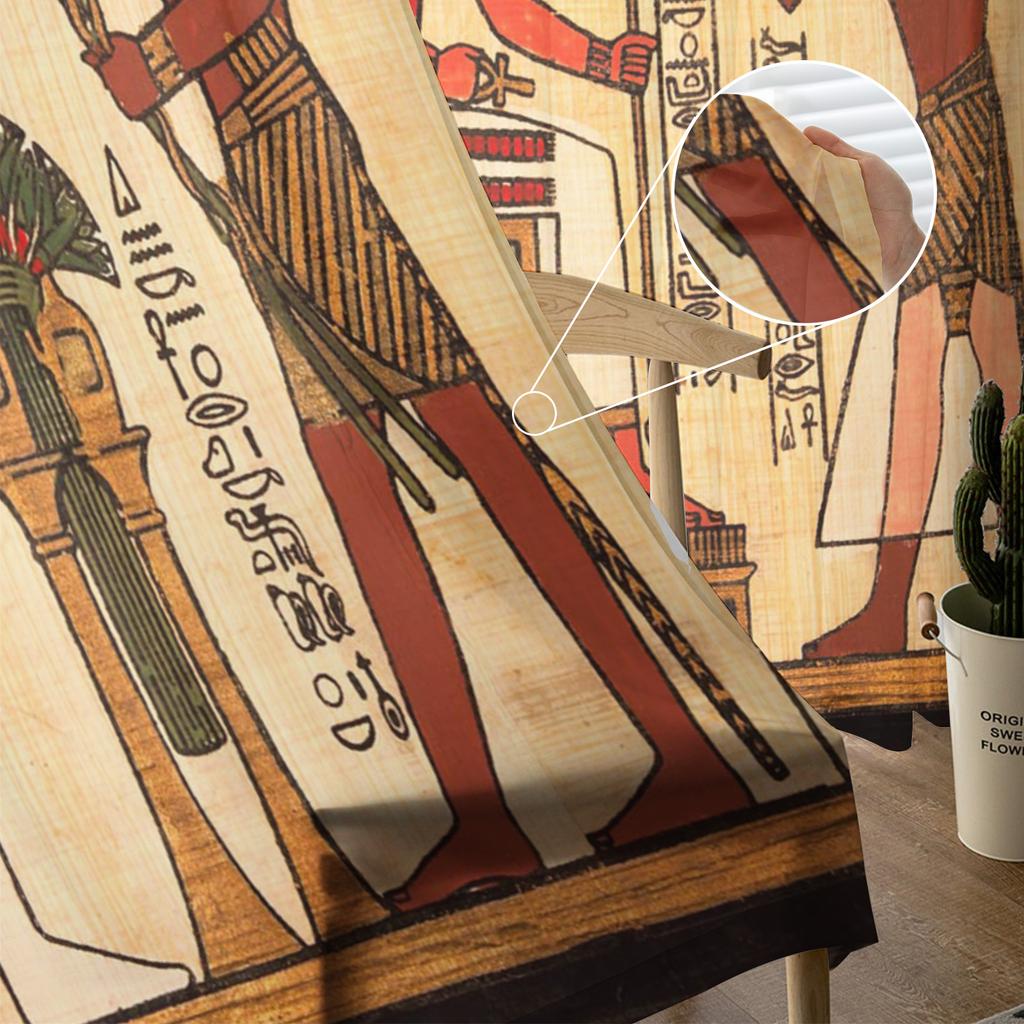 Mısır Sanatı Desenli Şeffaf Perdeler Oturma Odası Dekorasyonu İçin Pencere Perdeleri Mutfak İçin Tül Voile Organze Perdeler