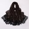 Pearl Chiffon Lace Edge Scarf Eyelash Black Lace Islamic Shawl Wrap Soft Long Hijab  Daily Wear