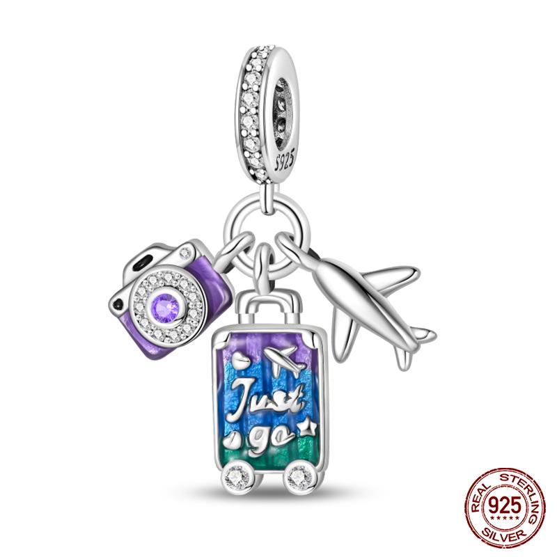 Fashion Copper Travel Aircraft Series Charms Beads Fit Qikaola Original Bracelets Diy Anniversary Jewelry For Women