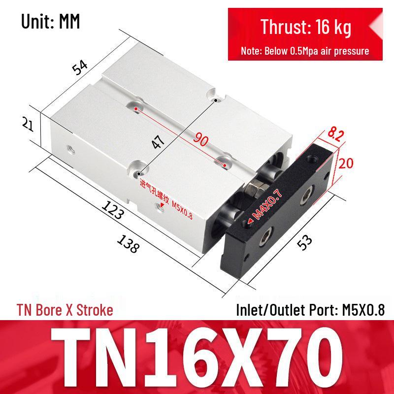 TDA Double-Axis Double-Rod Large Thrust Cylinder - Sizes: 10/16/20/25/32/40/50mm X 20/50/75mm