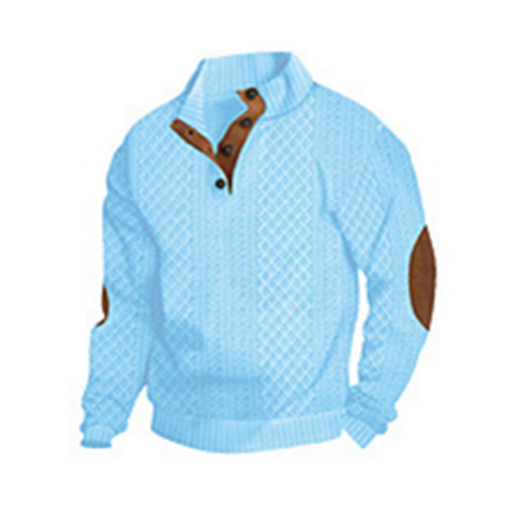 Autumn and Winter New Men's Outdoor Leisure Standing Neck Long Sleeved Jacquard Knitted Pullover Sweater