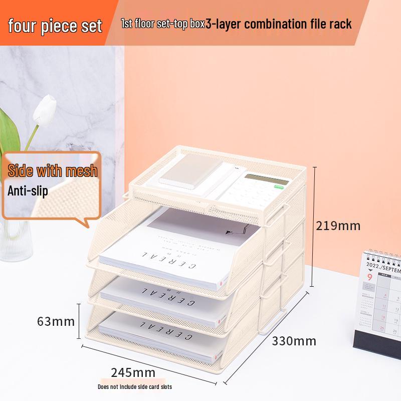 Multilayer A4 Metal Desktop File Organizer and Storage Rack Set for Office Supplies