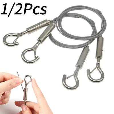 Justerbar Automatisk Wire Rope Fjäderkrok Tvättlina Bildhängning Lösning System Upphängningskod Rostfritt Stål Kabel