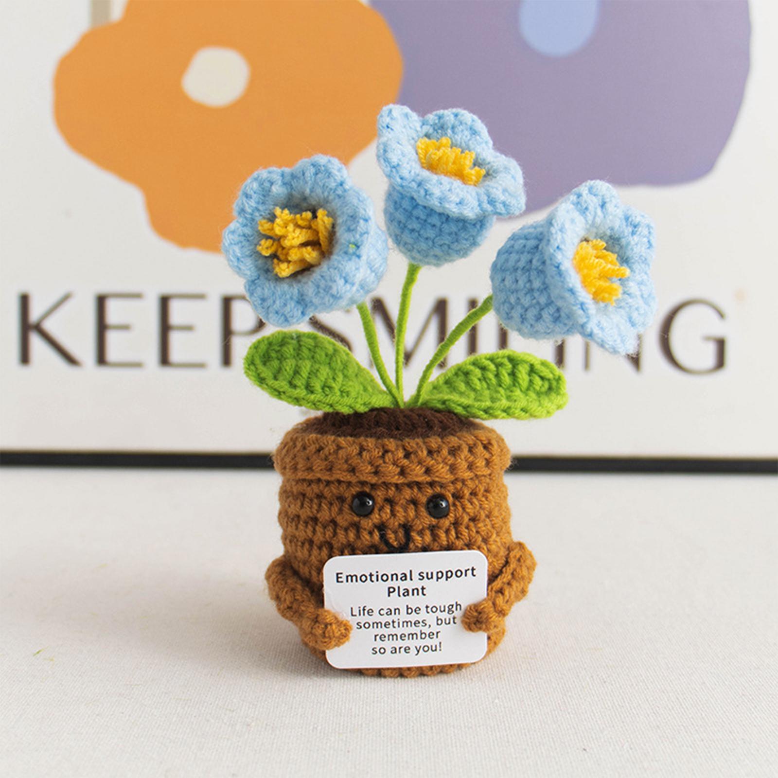 

Handmade Crochet Potted Plant Plush Doll Desktop Decoration Knitted Flower Ornament for Home Office Gift Display One Size