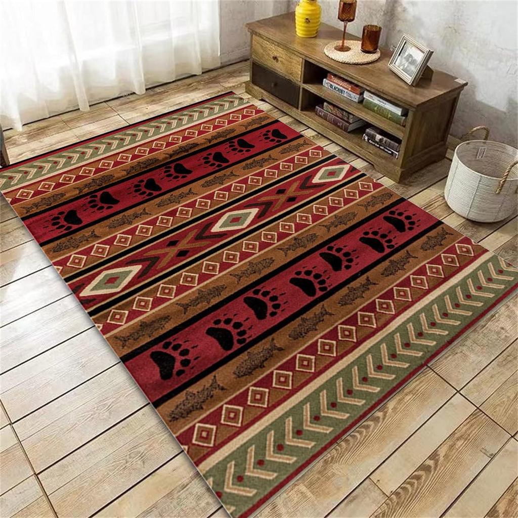 Brown Bear Area Rug Southwestern Rustic Rug,Farmhouse Wild Animal Living Room Rugs Machine Washable Maple Bear Claw Carpet