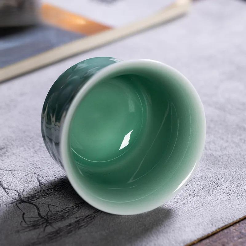 100ml Longquan Celadon Nine Peach Teacup Handmade Tea Bowl Tea Cup Set Tea-tasting Fragrance Cup Jianzhan Master Cups Drinkware