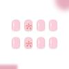 Elegant 3D Raised Flower Press On Nail Pink French Tip Fake Nail Plastic Comfortable Reusable False Nail For Daily Use