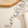 Personalized Fashion Round Pendant Long Women's Necklace Earrings Geometric Smooth CCB Jewelry Set