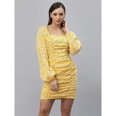 Printed Bodycon Casual Western Stylish Dress | Fit and Flare Casual Party Mini VFF-5200