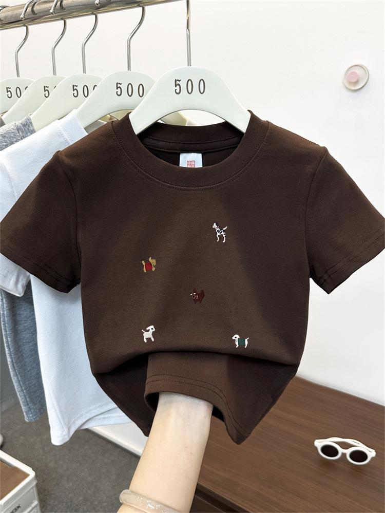 Kids Summer Cotton Cartoon T Shirt Loose Round Neck Short Sleeve Casual Top For Boys And Girls