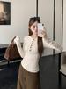 Koreanischer Stil Blumenmuster Langarm Damen Chic Schlankmachendes T-Shirt
