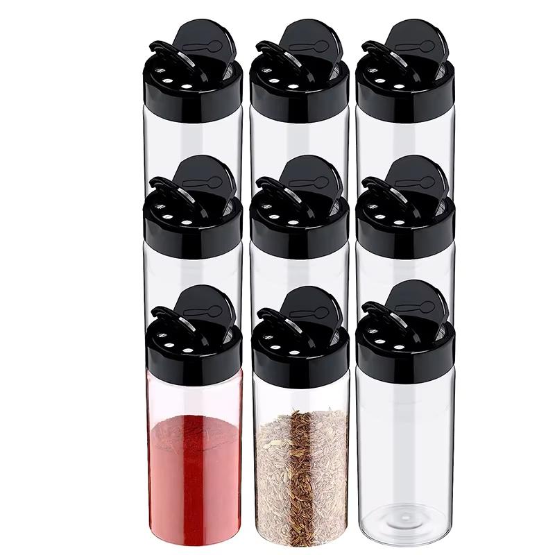 LMETJMA Camping Plastic Spice Jar with Shaker Lids Seasoning Containers 100ML Clear Seasoning Containers Spice Bottles JT516