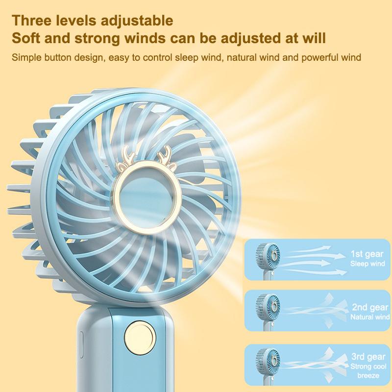 USB Handheld Fan Portable Mini Rechargeable Three Speed Cooling Fan for Outdoor Office Home Personal Summer Use