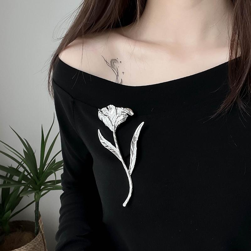 Vintage Große Vintage Brosche Blattform Metall Blumenbrosche Blumenmuster Metallblattbrosche Partykleidung