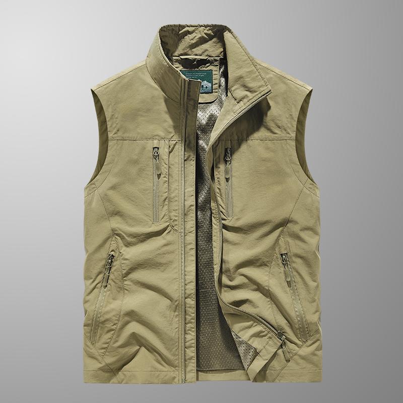 6XL Plus Size Men's Summer Outdoor Hiking Vest Tactical Multi-pocket Lightweight Soft Shell Utility Travel Safari Cargo Vest Men