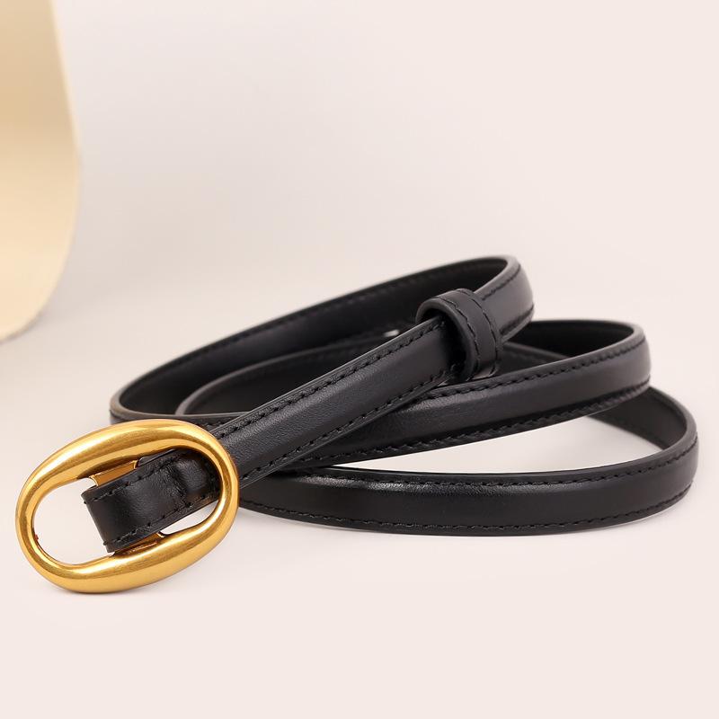 utumn and winter new leather oval buckle belt decoration high-end retro eans belt women