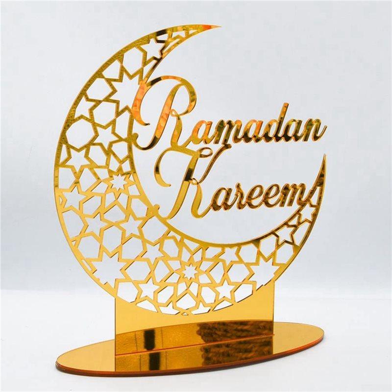 2Pcs Acrylic Eid Mubarak Table Decoration, Ramadan Moon Night Light, Ramadan Mubarak Decoration, Moon Star Ramadan