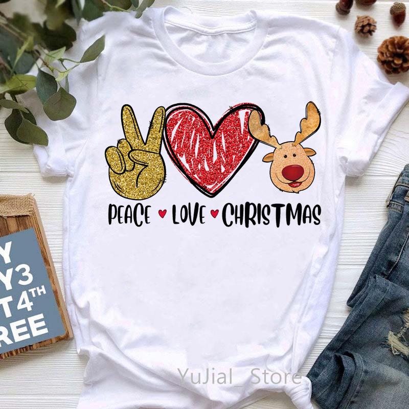 Leopard Merry Christmas Tree Graphic Print Tshirt Unisex Clothing Harajuku Shirt Peace Love Beersanta Claus T Shirt Femme
