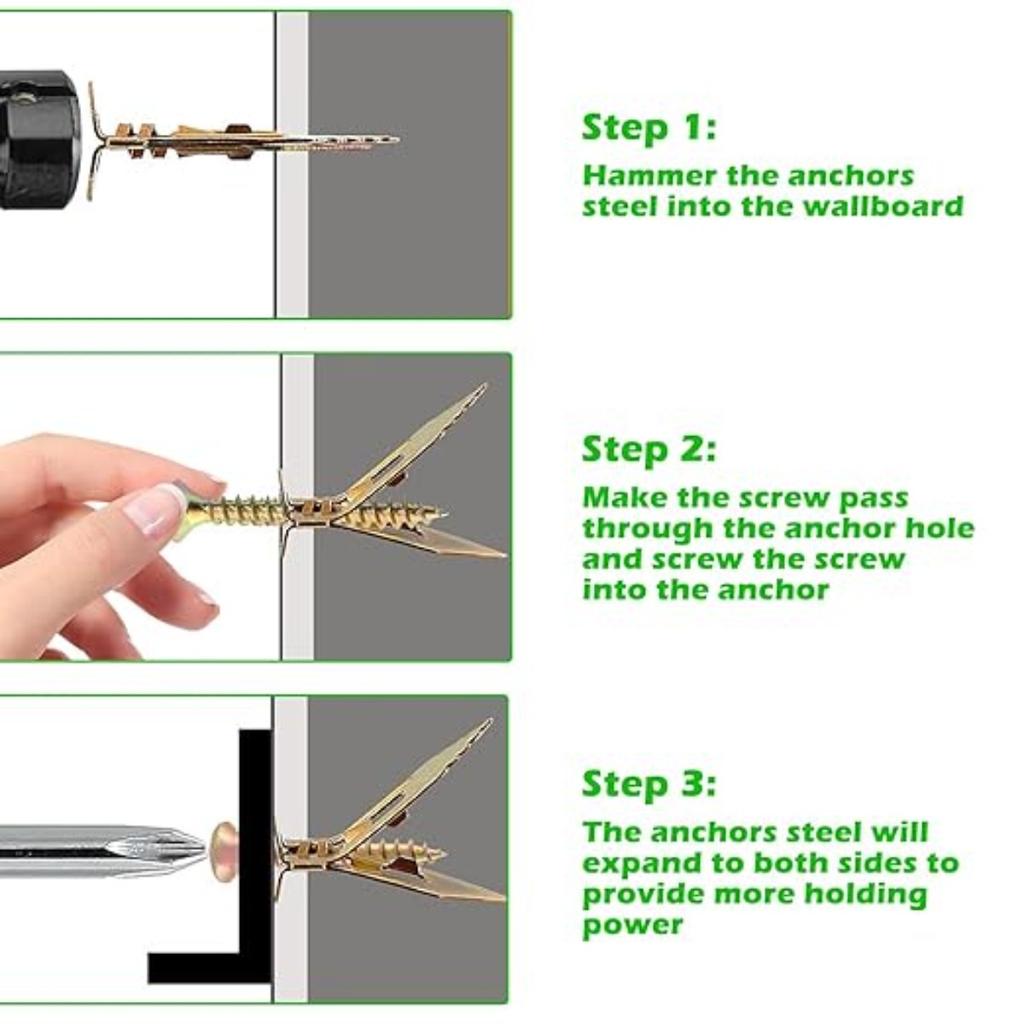 Wall Anchors & Screws Self-Drilling Anchor Screws 20PCS Self Drilling Drywall Anchor Screw Kit/Zinc Plated Steel Hollow