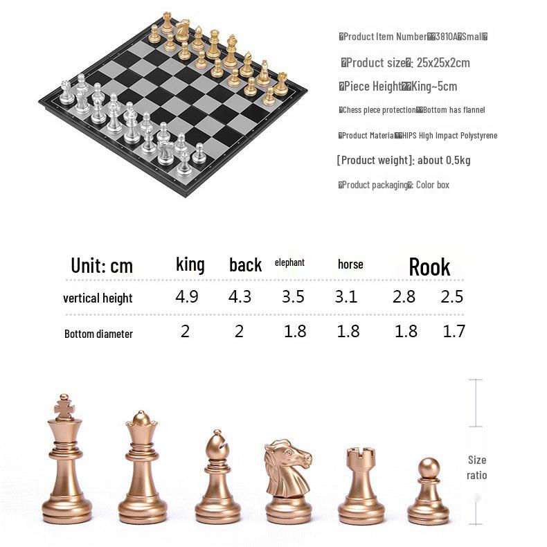UB Friend Genuine Gold & Silver Folding Magnetic Chess Set - Large Chessboard for Students