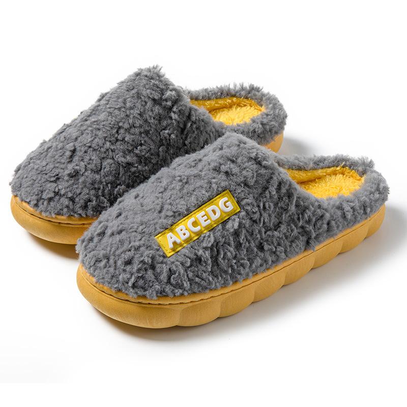 Cotton Slippers for Women At Home In Winter Indoor Home Non-slip Spring and Autumn Warm Plush Couple Winter Men