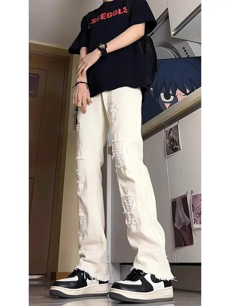 

Джинсы JYL Мужские с Буквами Летние Синие Американский Стиль Bootcut Расклешенные Деним S сплав оранжевый