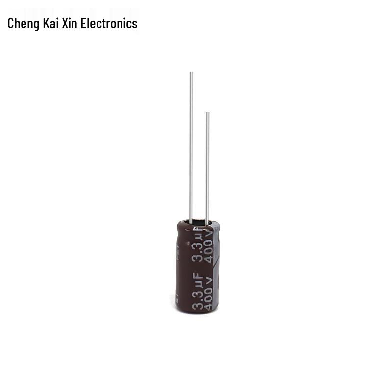 High-Frequency 400V 3.3uF Aluminum Electrolytic Capacitor, Brown, Surge Resistant PET Material, 6x12 mm.