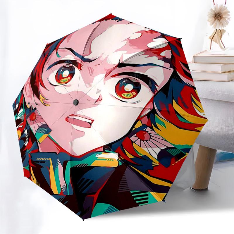 1pc Anime Character Outdoor Umbrella - Automatic Opening/Closing, Portable 3-Fold Design, 8-Bone Iron Frame, Perfect Gift for Fans, Travelers, Da