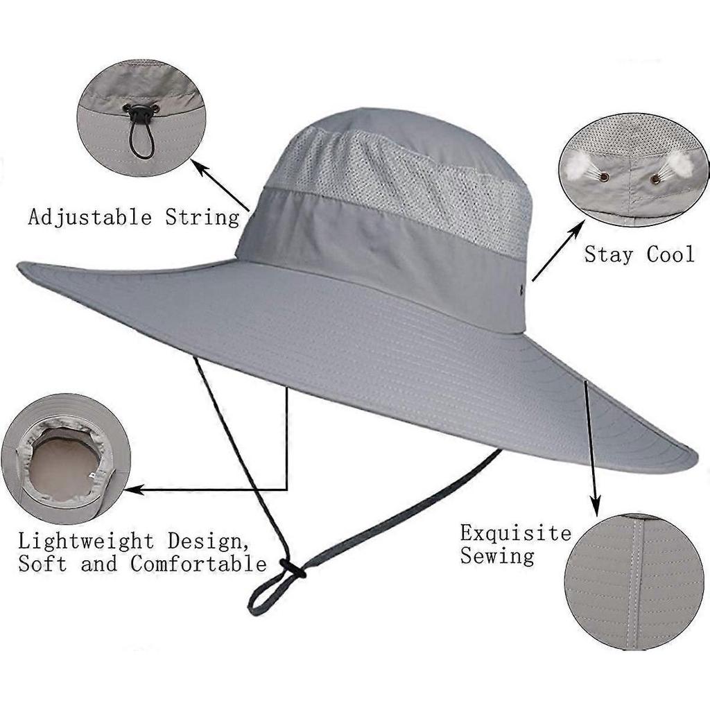 Super Wide Brim Bucket Hat UPF50+ Waterproof Sun Hat for Fishing Hiking Camping
