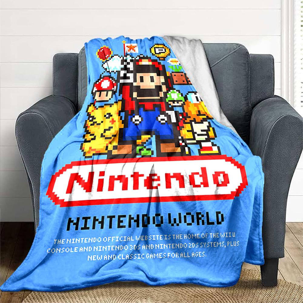 1pc Mario Nintendo World Flannel Blanket, Soft Skin Friendly with Digital Printing, Various Sizes Available for Family, Friends, Birthday