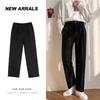 Size Mens Loose Straight Leg Dress Pants Solid Color Thin Trousers
