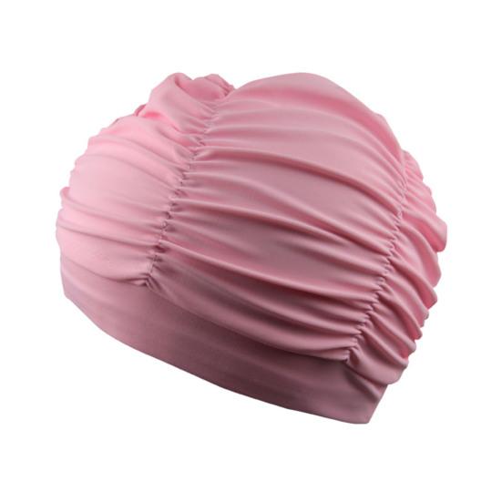 Women Cloth Swimming Cap, Breathable Ruffle Solid Color Swim Pool Cap for Adults, Short Long Thick Hair Ear Protection Bathing Hat