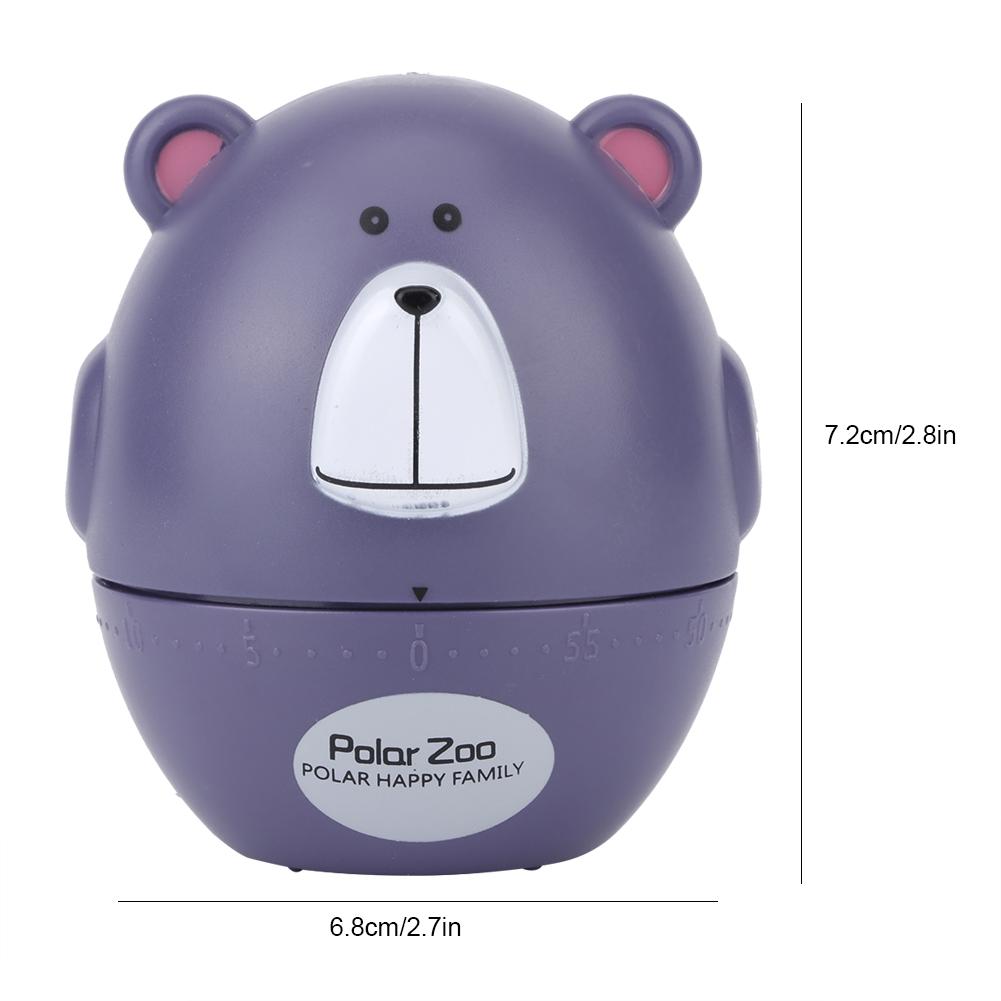 Portable Cute Cartoon Animal Bear Shape Kitchen Cooking Mechanical Timer Alarm