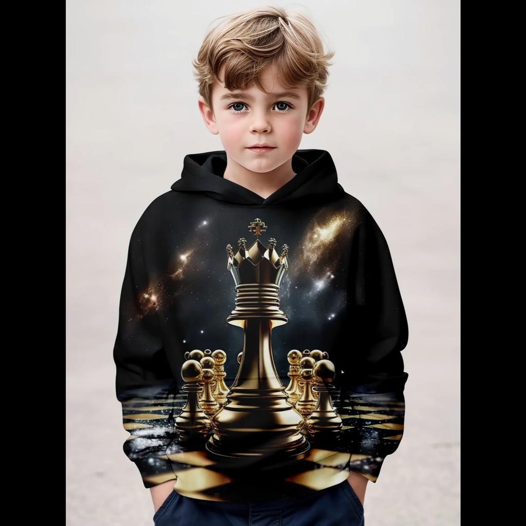 Ubrania dla dzieci Chłopięce bluzy z kapturem z długim rękawem Modny nadruk w szachownicę Odzież dziewczęca Ubrania dziecięce Wiosna Jesień Odzież dziecięca Pulower