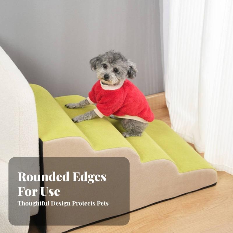 Dog Ramp Stairs Stepped Incline Foam Pet Stairs Dog Stair Ramp Soft Slope Design Upholstered Pet Step Textured Textile