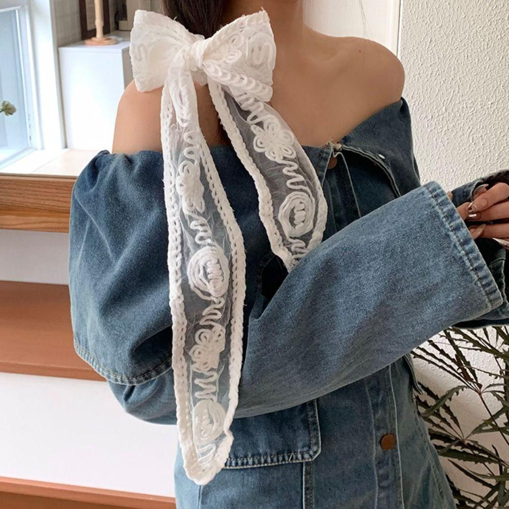 Soft Wrap Lace Hair Band Pastoral Style Ribbon Hair Strap Vintage Bow Headband  Photograh