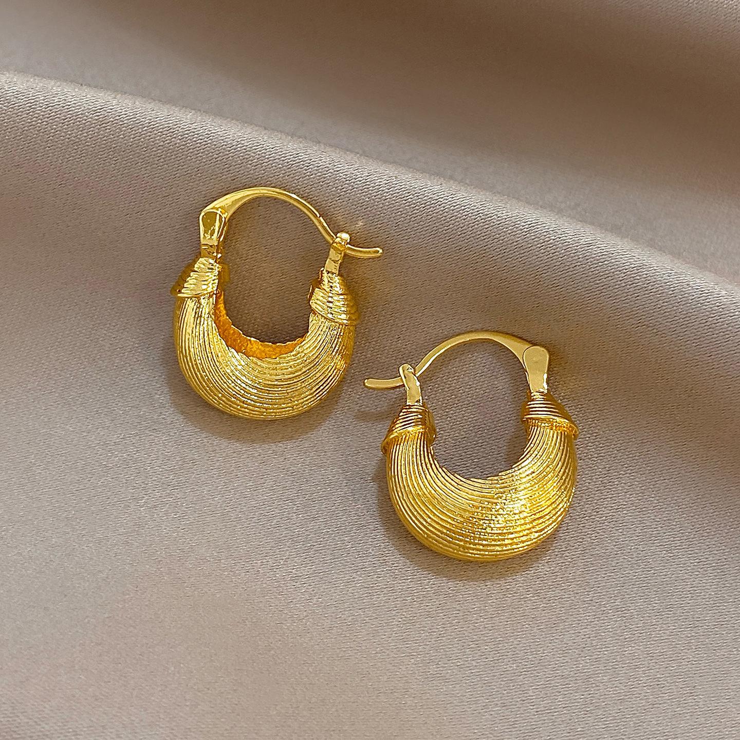Овальные серьги с золотым покрытием - игла из серебра 925 пробы, элегантный и простой дизайн для женщин