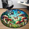 1pc Mushroom Butterfly Office Round Area Rug, Indoor Mat Suitable ForOffice, Under Office Chairs Bedroom Living Room Home Decor, D136
